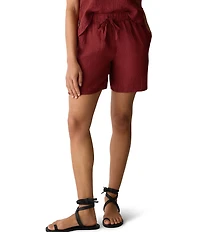 Eileen Fisher Yarn-Dyed Stripe Elastic Waist Walking Shorts