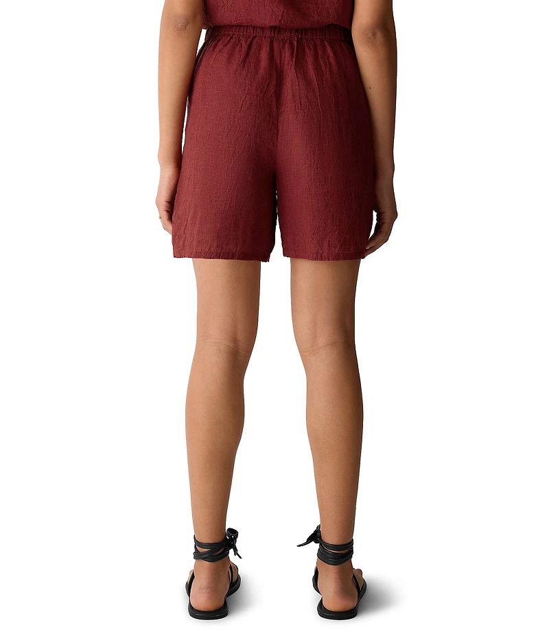 Eileen Fisher Yarn-Dyed Stripe Elastic Waist Walking Shorts