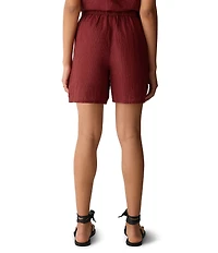 Eileen Fisher Yarn-Dyed Stripe Elastic Waist Walking Shorts