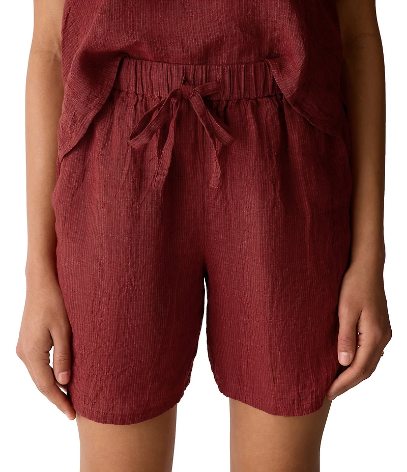 Eileen Fisher Yarn-Dyed Stripe Elastic Waist Walking Shorts