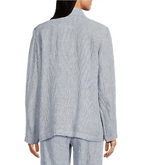Eileen Fisher Yarn-Dyed Stripe Organic Linen Notch Lapel Long Sleeve Coordinating Blazer