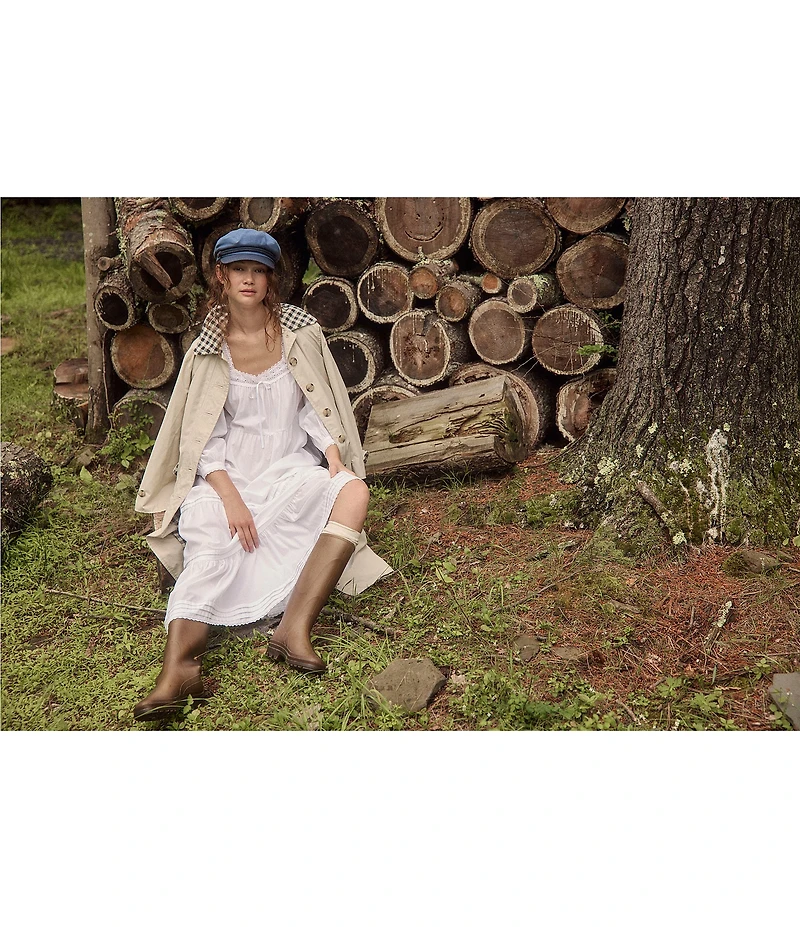Eileen West 3/4 Sleeve Square Neck Solid Woven Cotton Lawn Tiered Ballet Nightgown