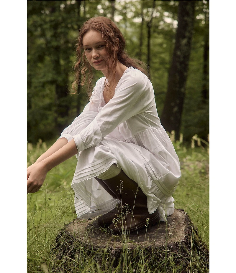 Eileen West 3/4 Sleeve Square Neck Solid Woven Cotton Lawn Tiered Ballet Nightgown