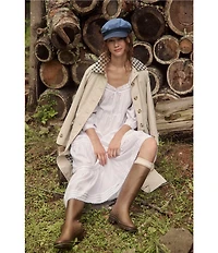 Eileen West 3/4 Sleeve Square Neck Solid Woven Cotton Lawn Tiered Ballet Nightgown