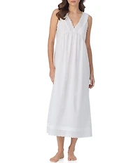 Eileen West Angela Solid Sleeveless V-Neck Woven Lawn Cotton Ballet Nightgown