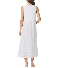 Eileen West Angela Solid Sleeveless V-Neck Woven Lawn Cotton Ballet Nightgown