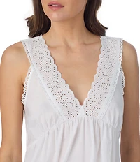 Eileen West Angela Solid Sleeveless V-Neck Woven Lawn Cotton Ballet Nightgown