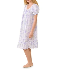 Eileen West Botanical Print Cap Sleeve Sweetheart Neck Woven Cotton Waltz Nightgown