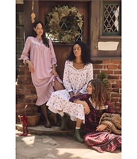 Eileen West Brushed Flannel Plaid Print Long Sleeve Sweetheart Neck Ballet Nightgown