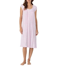 Eileen West Cap Sleeve Sweetheart Neck Jersey Knit Floral Print Waltz Nightgown