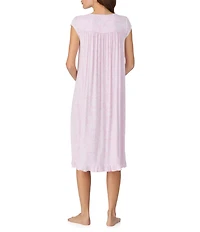 Eileen West Cap Sleeve Sweetheart Neck Jersey Knit Floral Print Waltz Nightgown
