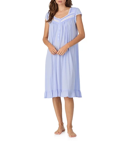 Eileen West Cap Sleeve Sweetheart Neck Wavy Pointelle Waltz Nightgown