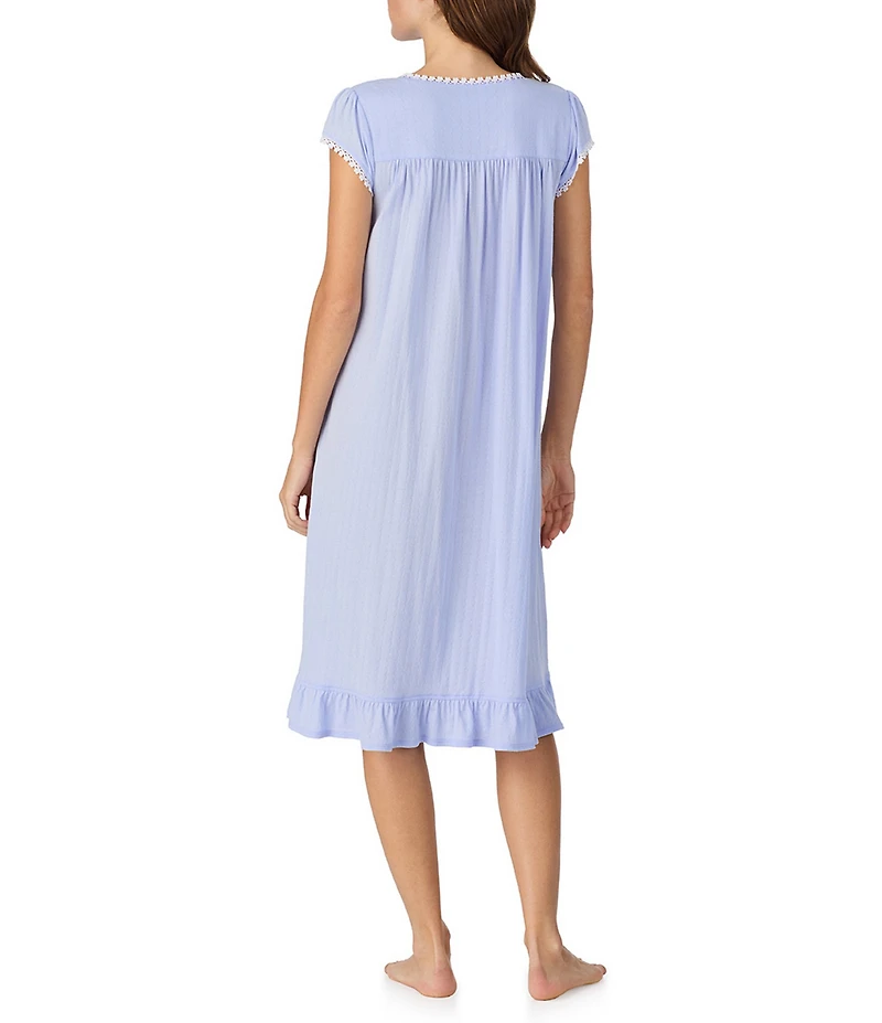 Eileen West Cap Sleeve Sweetheart Neck Wavy Pointelle Waltz Nightgown