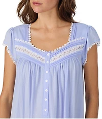 Eileen West Cap Sleeve Sweetheart Neck Wavy Pointelle Waltz Nightgown