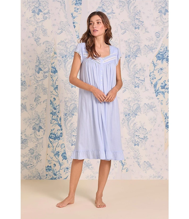 Eileen West Cap Sleeve Sweetheart Neck Wavy Pointelle Waltz Nightgown