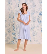 Eileen West Cap Sleeve Sweetheart Neck Wavy Pointelle Waltz Nightgown