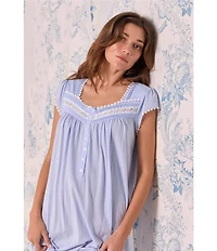 Eileen West Cap Sleeve Sweetheart Neck Wavy Pointelle Waltz Nightgown
