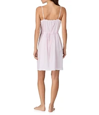 Eileen West Check Print Woven Swiss Dot Sleeveless Sweetheart Neck Coordinating Chemise