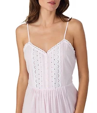 Eileen West Check Print Woven Swiss Dot Sleeveless Sweetheart Neck Coordinating Chemise