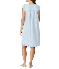 Eileen West Ditsy Floral Print Cap Sleeve Sweetheart Neck Jersey Knit Short Nightgown