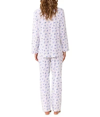 Eileen West Ditsy Floral Print Long Sleeve Notch Collar Knit Pant Pajama Set