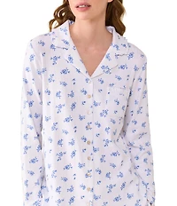 Eileen West Ditsy Floral Print Long Sleeve Notch Collar Knit Pant Pajama Set