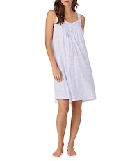 Eileen West Ditsy Floral Print Sleeveless Sweetheart Neck Jersey Knit Chemise