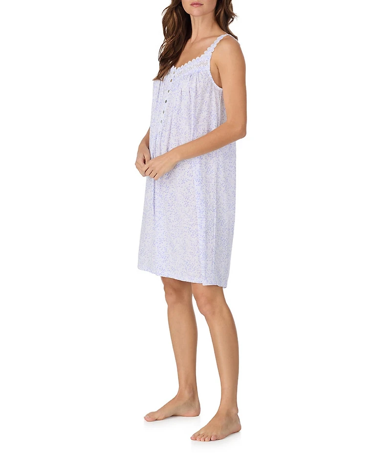 Eileen West Ditsy Floral Print Sleeveless Sweetheart Neck Jersey Knit Chemise