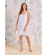 Eileen West Ditsy Floral Print Sleeveless Sweetheart Neck Jersey Knit Chemise