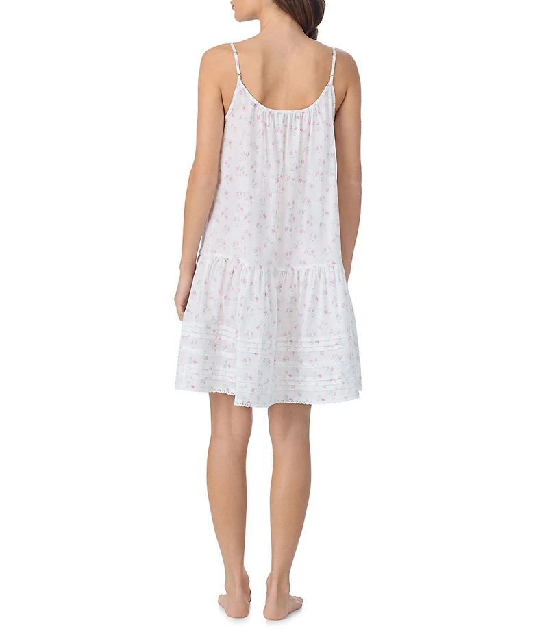 Eileen West Ditzy Rose Printed Cotton Woven Sleeveless Sweetheart Neck Isabell Short Chemise