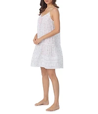 Eileen West Ditzy Rose Printed Cotton Woven Sleeveless Sweetheart Neck Isabell Short Chemise