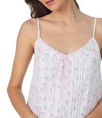 Eileen West Ditzy Rose Printed Cotton Woven Sleeveless Sweetheart Neck Isabell Short Chemise