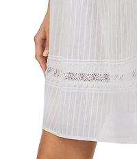 Eileen West Dobby Stripe Sleeveless Cotton Woven Short Chemise