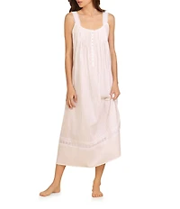 Eileen West Dobby Striped Textured Woven Round Neck Sleeveless Ballet Cotton Nightgown