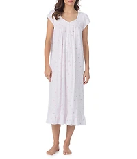Eileen West Dot Print Cap Sleeve Sweetheart Neck Jersey Knit Ballet Nightgown