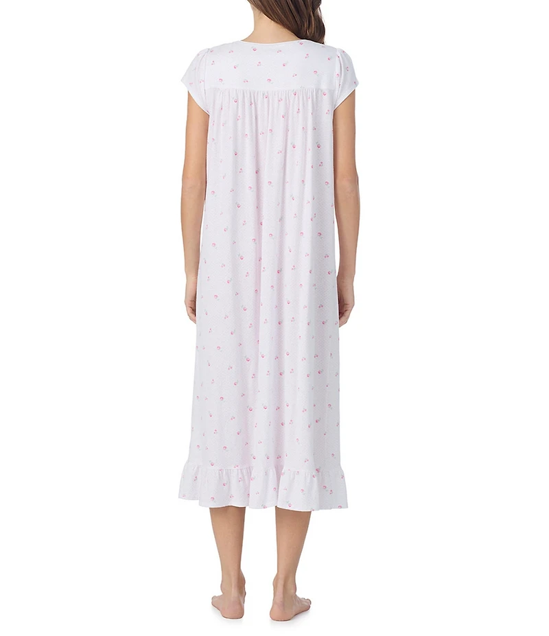 Eileen West Dot Print Cap Sleeve Sweetheart Neck Jersey Knit Ballet Nightgown