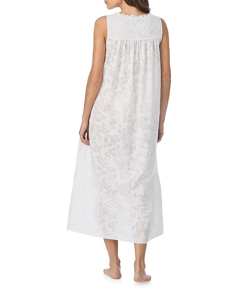 Eileen West Floral Burnout Print Sleeveless Sweetheart Neck Ballet Nightgown