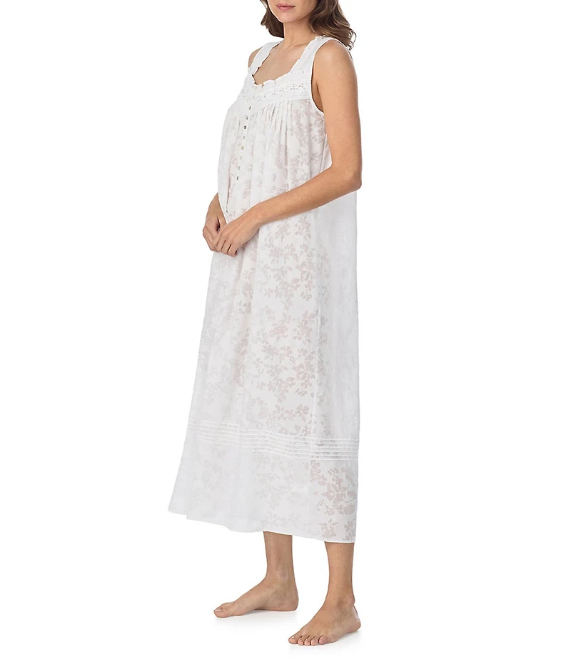 Eileen West Floral Burnout Print Sleeveless Sweetheart Neck Ballet Nightgown