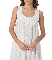Eileen West Floral Burnout Print Sleeveless Sweetheart Neck Ballet Nightgown