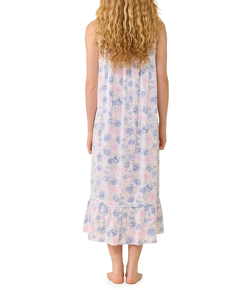 Eileen West Floral Cotton Woven Lawn Sleeveless Sweetheart Neck Ballet Nightgown