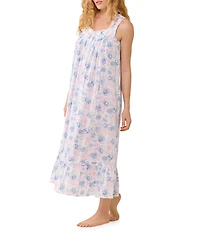 Eileen West Floral Cotton Woven Lawn Sleeveless Sweetheart Neck Ballet Nightgown