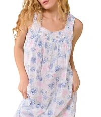 Eileen West Floral Cotton Woven Lawn Sleeveless Sweetheart Neck Ballet Nightgown