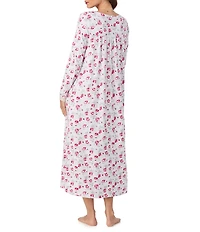 Eileen West Floral Ditzy Print Sweater Knit Long Sleeve V-Neck Nightgown