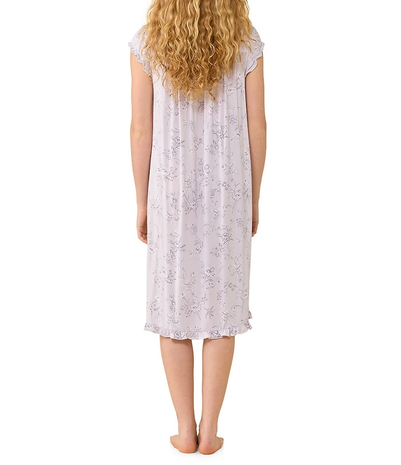 Eileen West Floral Print Cap Sleeve Scoop Neck Jersey Knit Waltz Nightgown