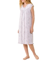 Eileen West Floral Print Cap Sleeve Scoop Neck Jersey Knit Waltz Nightgown