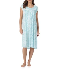 Eileen West Floral Print Cap Sleeve Scoop Neck Modal Jersey Knit Waltz Nightgown
