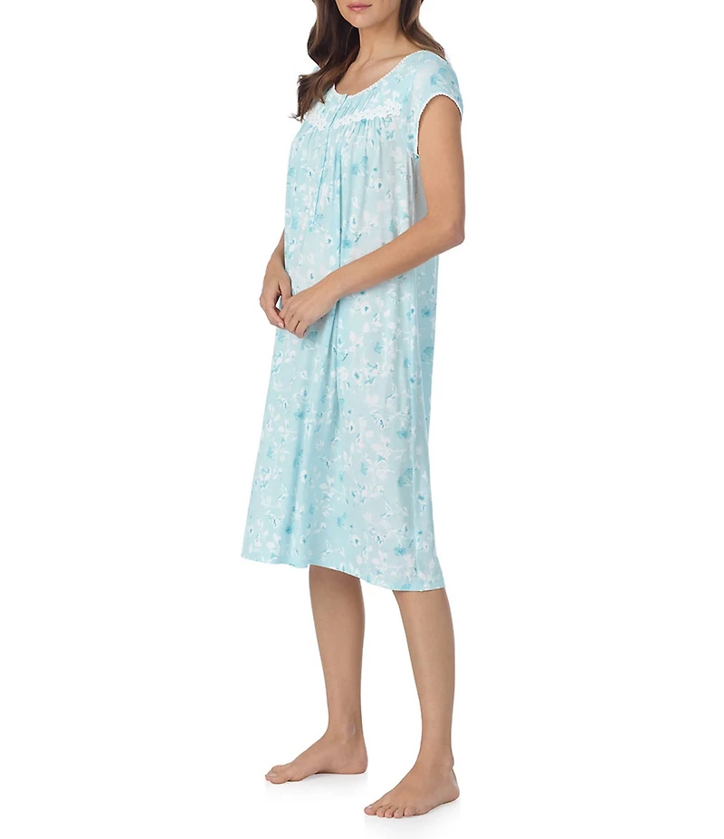 Eileen West Floral Print Cap Sleeve Scoop Neck Modal Jersey Knit Waltz Nightgown