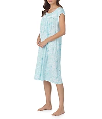 Eileen West Floral Print Cap Sleeve Scoop Neck Modal Jersey Knit Waltz Nightgown