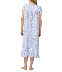 Eileen West Floral Print Cap Sleeve Sweetheart Neck Cotton Long Nightgown