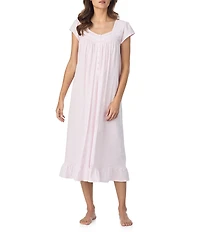 Eileen West Floral Print Cap Sleeve Sweetheart Neck Jersey Knit Ballet Nightgown